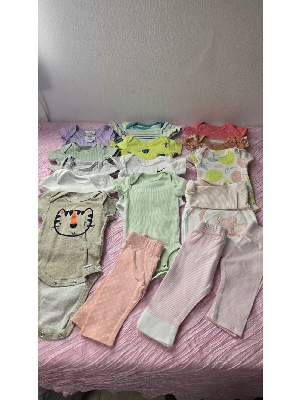 16-Piece Baby Clothes Lot 0–3 Months – Carter’s, Gerber, Nike, Nicole Miller